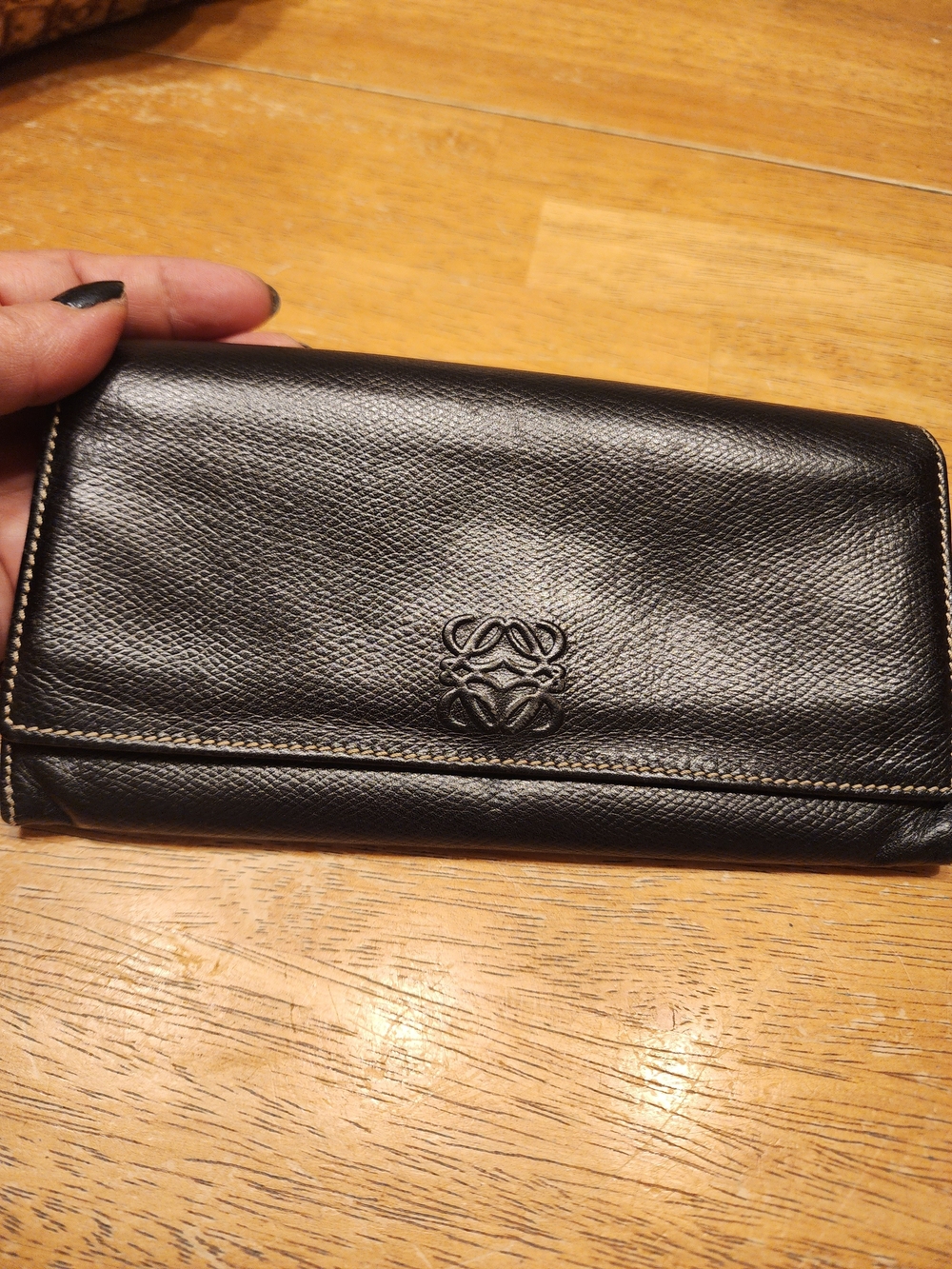 Loewe Textured Leather Continental Wallet featuring a classic embossed Anagram